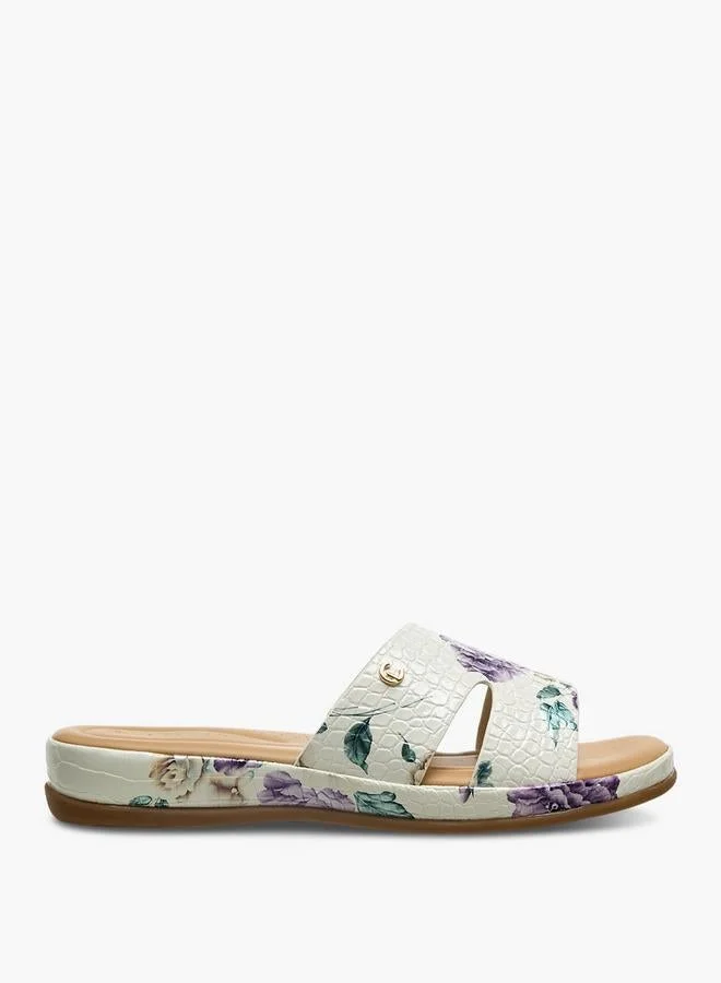 Le Confort Women Floral Print Slide Sandals